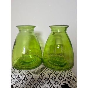 2 Vintage Green Apothecary Jars/Vase